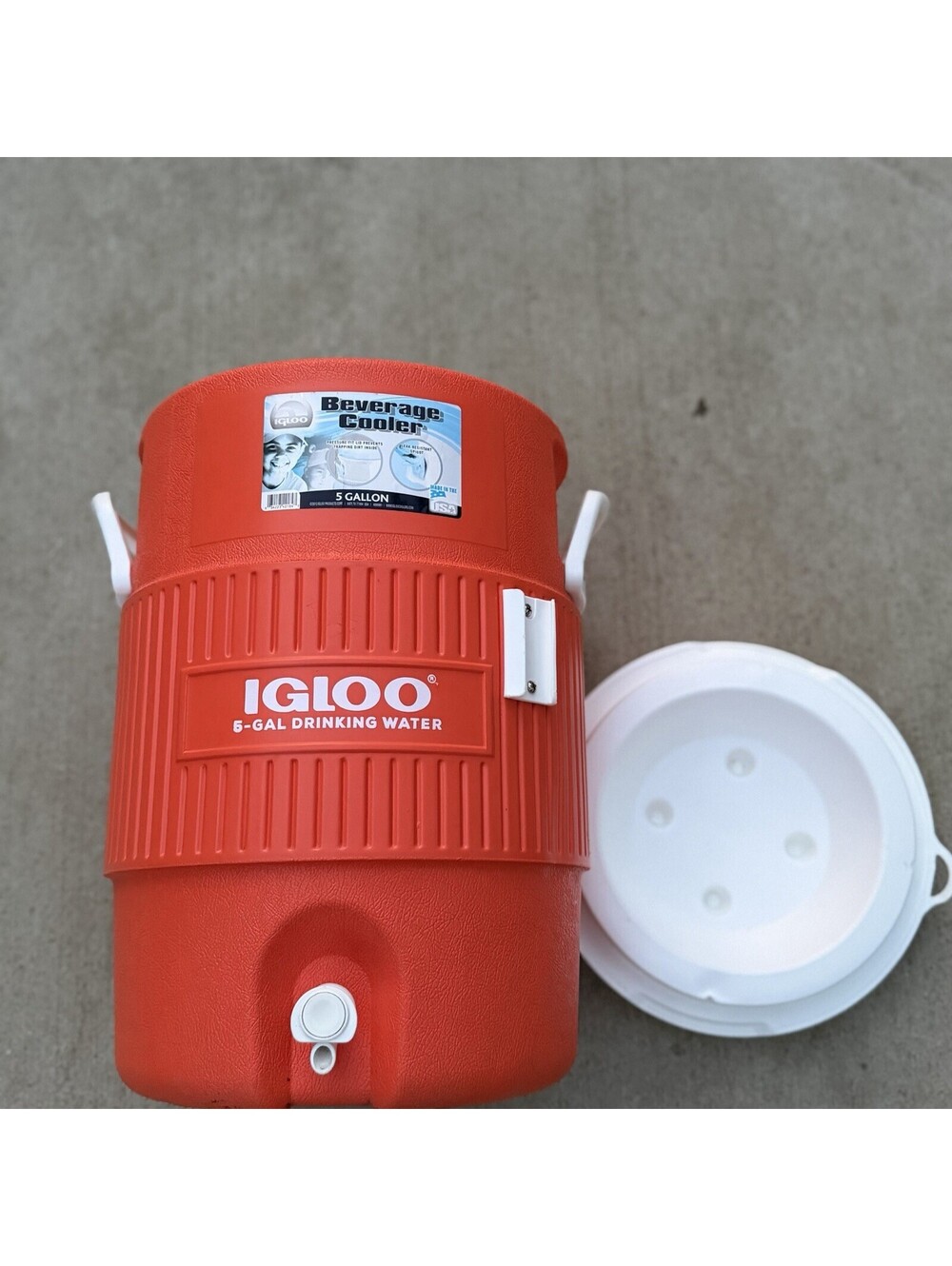 Igloo 5 Gallon Beverage Cooler Water Jug Dispenser Orange w/ Lid Insulated - Picture 2 of 13
